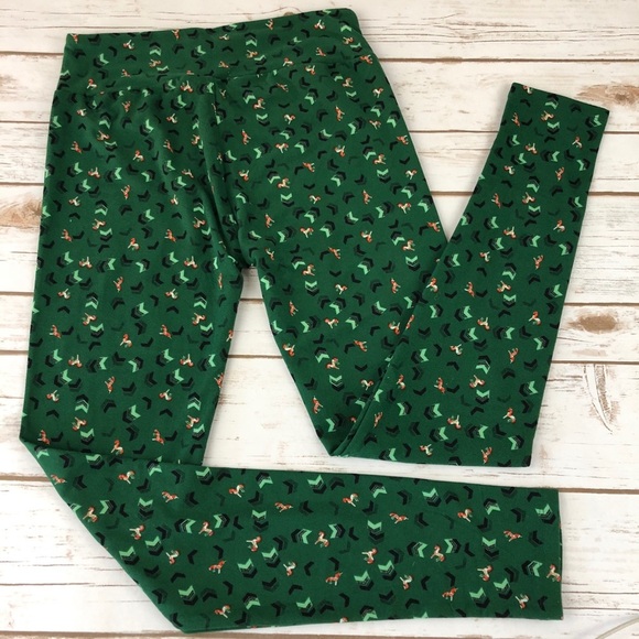 LuLaRoe Green Chevon Unicorns & Horses Leggings - Picture 3 of 4